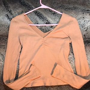 V-Neck Basic Ribbed Long Sleeve